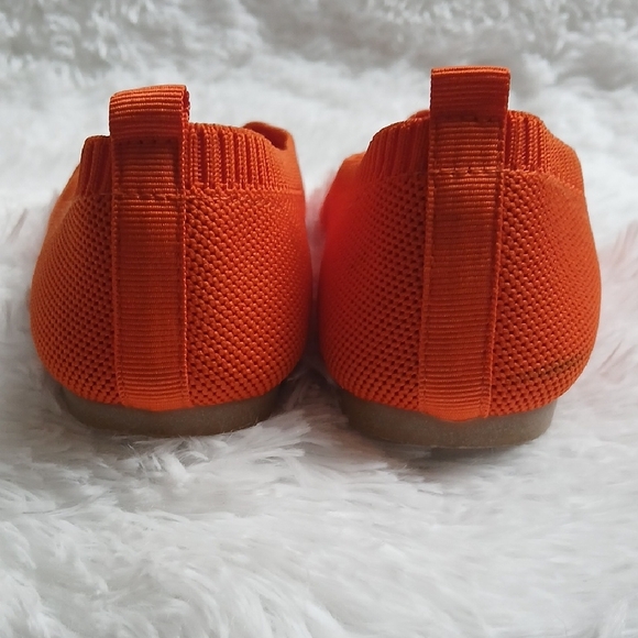Orange Knit Pointed Toe Casual Bright Everyday Women's Flats - Picture 10 of 13
